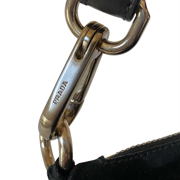 AUTHENTIC PRADA BLACK SUEDE SCAMOSCIATO SHOULDER BAG - Picture 9 of 14